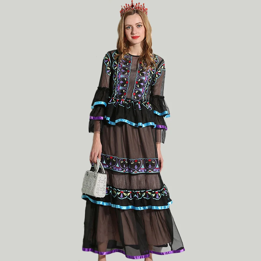 Высокое качество Vestidos до щиколотки Лето 2018 женское открытое роскошное модное