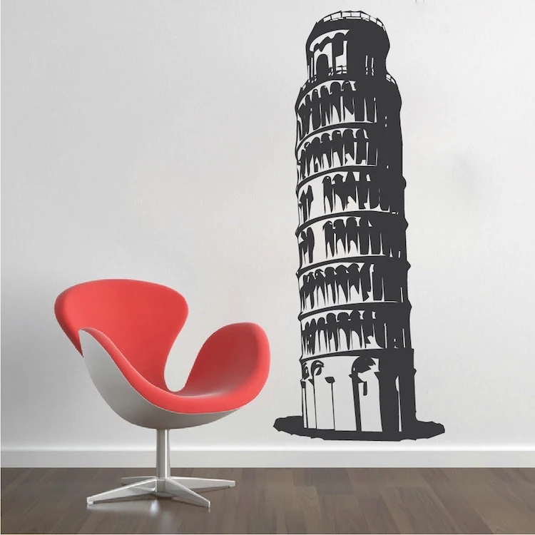 

Leaning Tower of Pisa Wall Stickers Decor Living Room Wall Decals Poster Parede Home Design New Arrivals Wall Tattoo SA800