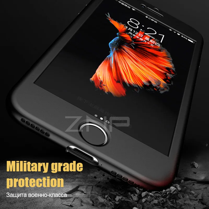 ZNP, роскошный мягкий ТПУ 360, полный чехол s для iPhone 8, 7, 6 S, 6, чехол 5, 5S, SE, чехол s для iPhone 6, 7, 8 Plus, чехол со стеклом