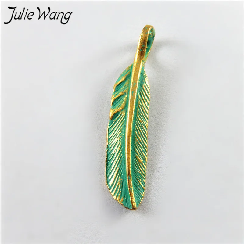 Julie Wang 20 шт. Оригинальный сплав античная бронза листья ожерелье с подвеской