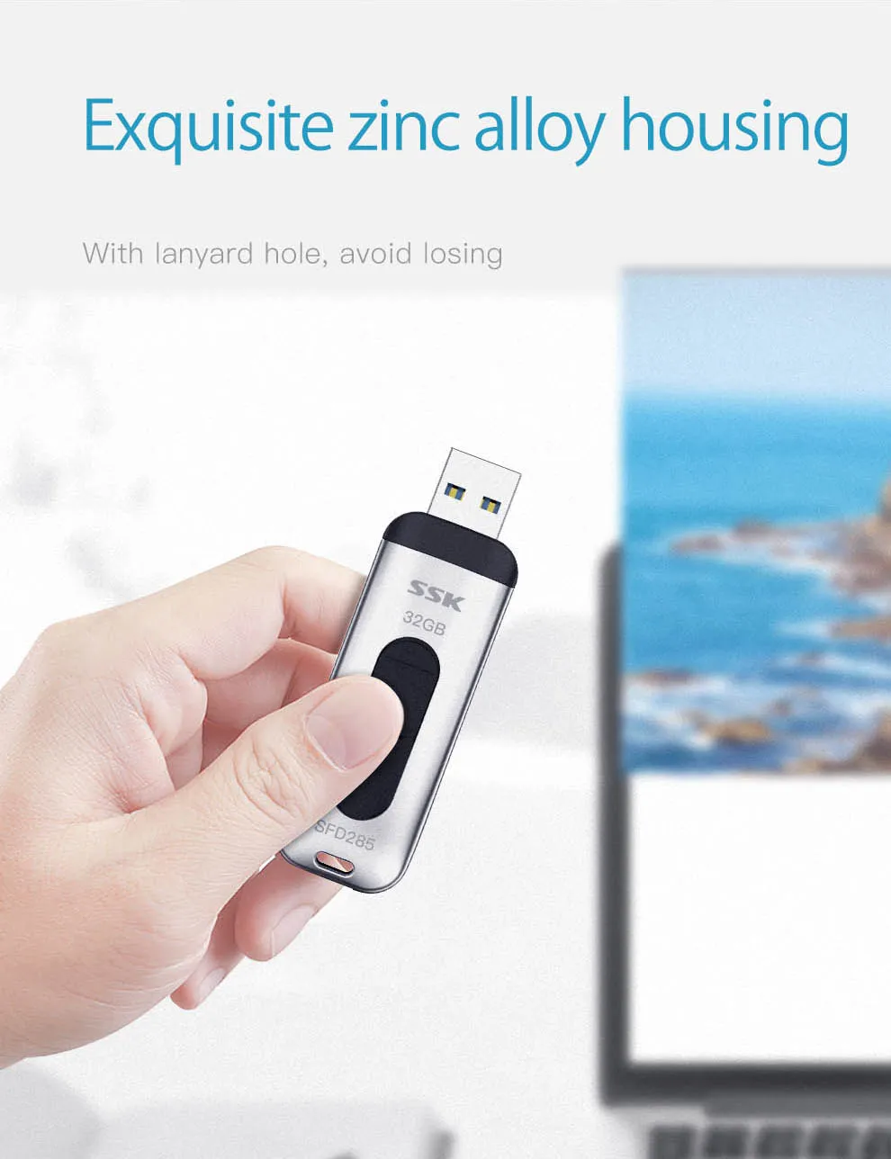 SSK SFD285 USB флеш-накопитель 64 Гб USB 3,0 флеш-накопители высокоскоростной металлический водонепроницаемый специальное предложение