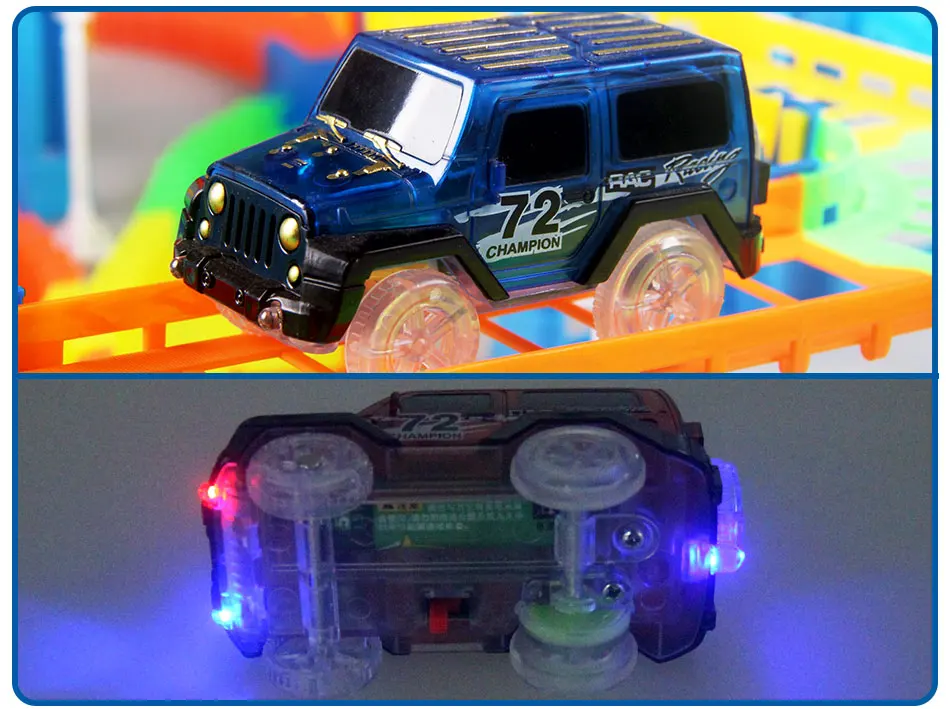 Railway Magical Racing Track Play Set Educational DIY Bend Flexible Race Track Electronic Flash Light Car Toys For children