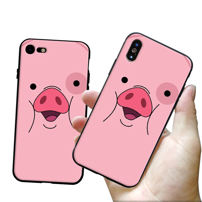 Чехол для iphone X S R Max с милым принтом свинки патроны 5 6 7 8 plus 11 prosoft TPU задняя крышка