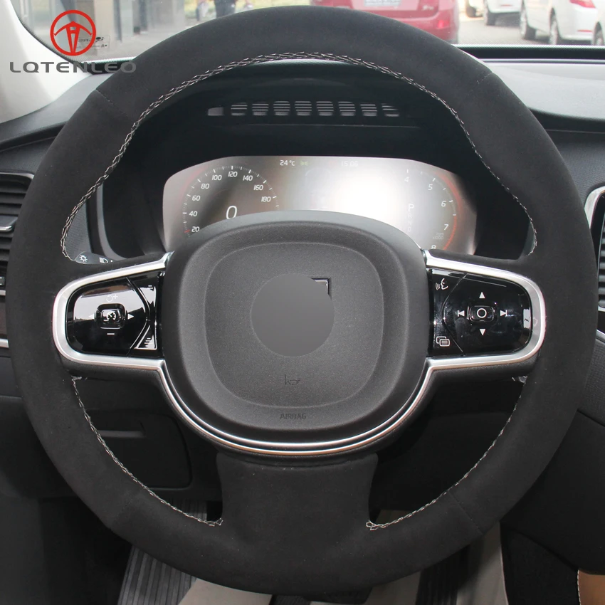 Lqtenleo черная замша DIY Ручная прошивка автомобиля рулевое колесо Крышка для Volvo S60 S90 20015- V60 V90 XC60 XC90