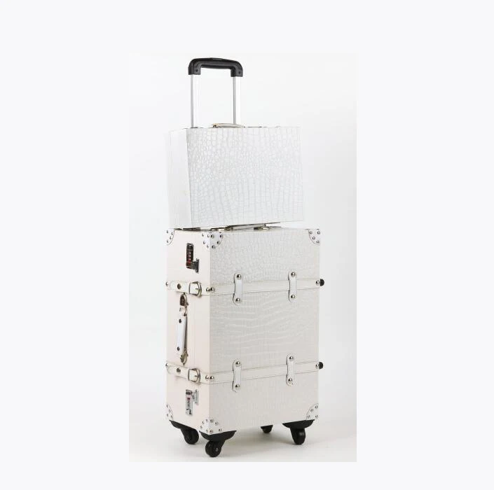 luggage VS smallbag Travel tale 2" 24" 2" дюймов Спиннер дерево ретро сумки на колёсиках кожаный чемодан на колесиках для путешествий с колесиками для путешествия - Цвет: luggage VS smallbag