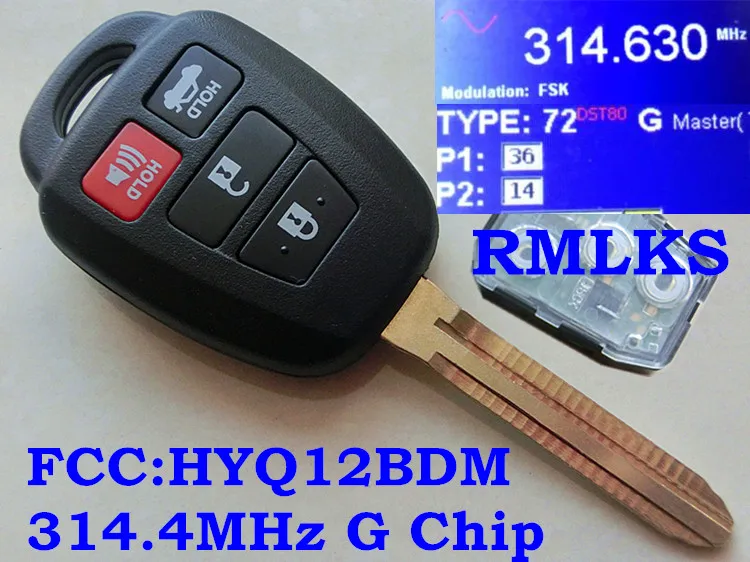 RMLKS HYQ12BDM необработанный дистанционный ключ с чипом 314 2 МГц G H 4 кнопки подходит для