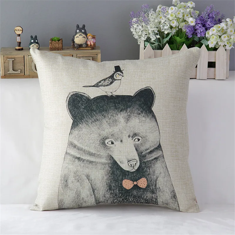 18 &quotквадратная забавная подушка из хлопка и льна с изображением Льва панды