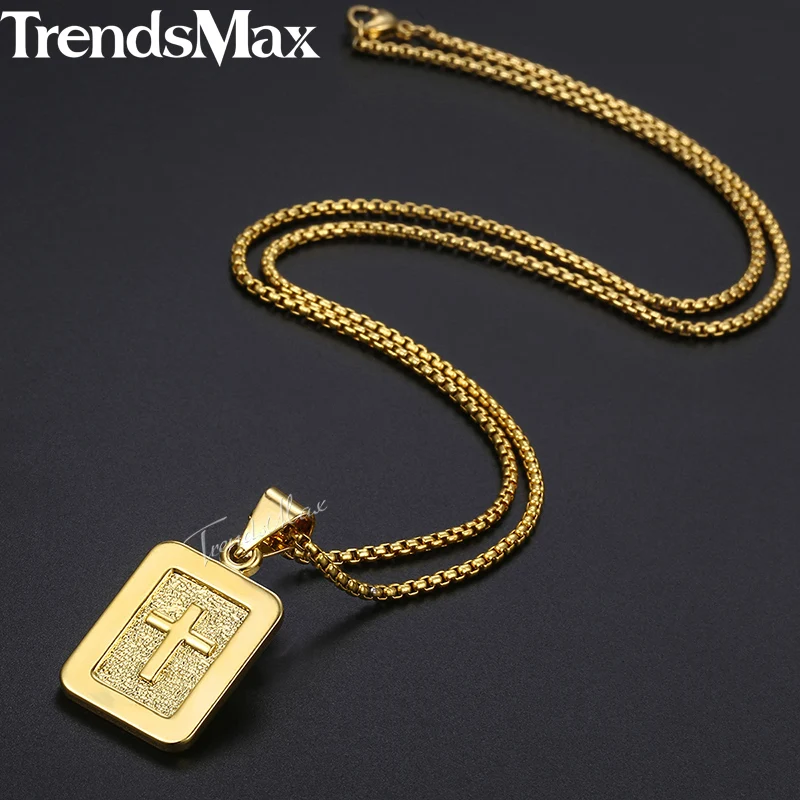 Trendsmax крест подвески для женщин мужчин Кристиан резные Dog Tag s золотые религиозная