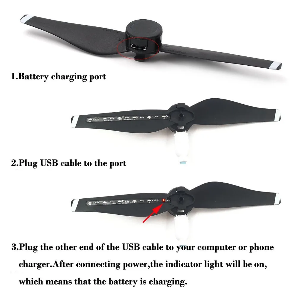 Светодиодная светодио дный вспышка Пропеллер для DJI Mavic Air USB зарядное устройство