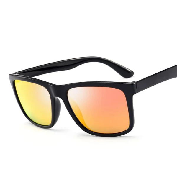 Bright Black Red Поляризационные солнцезащитные очки, мужские, коричневые линзы, для вождения, спортивные, солнцезащитные очки для мужчин и женщин, квадратный цвет, зеркальные, ретро очки - Цвет линз: Bright Black Red