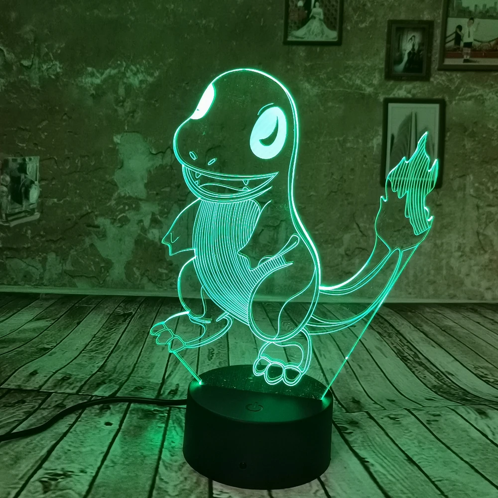 Дропшиппинг 3D Charmander 7 цветов градиент Иллюзия фантазия креативный ночник Покемон