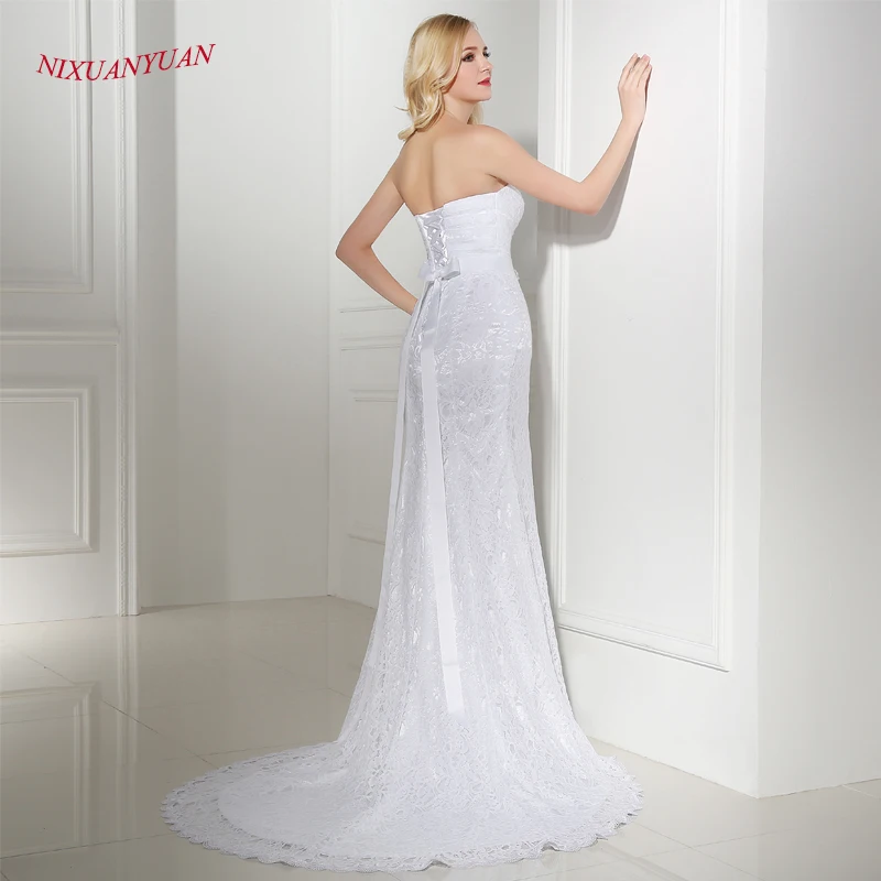 Женское кружевное свадебное платье It's yiiya белое с жакетом на лето 2020|lace mermaid wedding