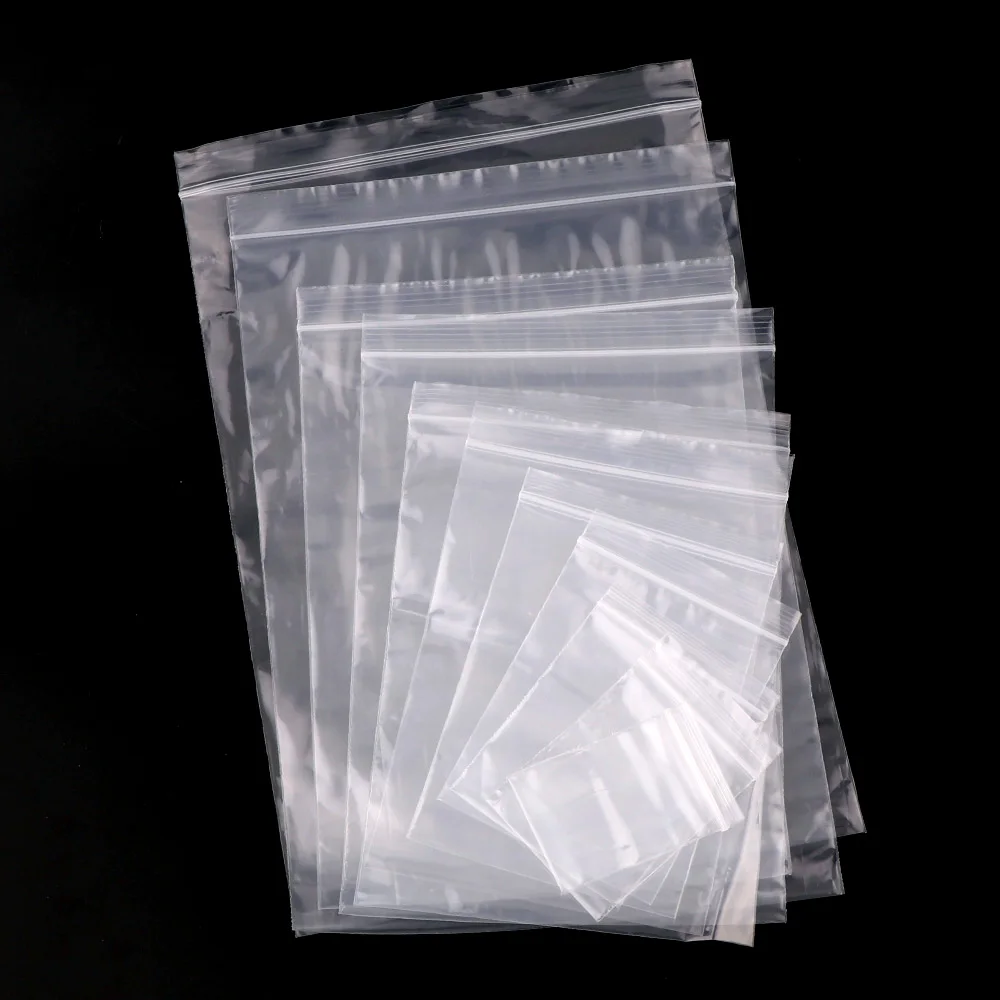 

Heavy-Duty Various 10 Wire 20 Size Jewelry Ziplock Zip Zipped Lock Reclosable Plastic Poly Clear Storage Bags For Food Package