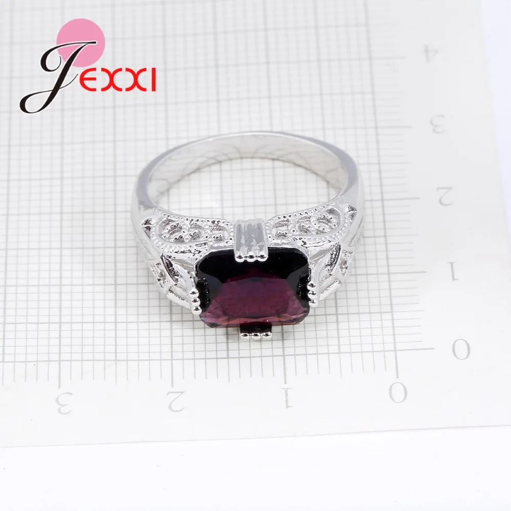 

Luxury Crystal Rings For Women 925 Sterling Silver Rings For Girls Wedding Engagement Lady Rings Classic hollow Elegant