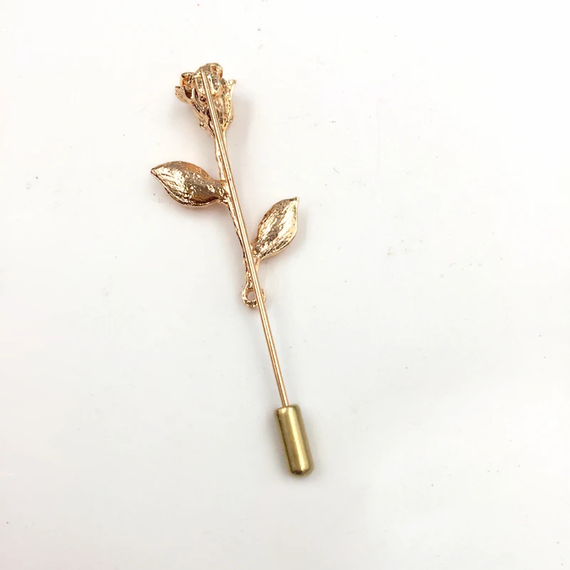 Брошь в виде цветка розы для мужчин и женщин Классическая на лацкан длинная