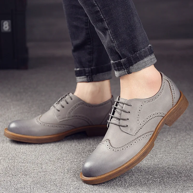 Мужская обувь OLOMM новинка 2019 мужская кожаная деловая повседневная с резьбой на