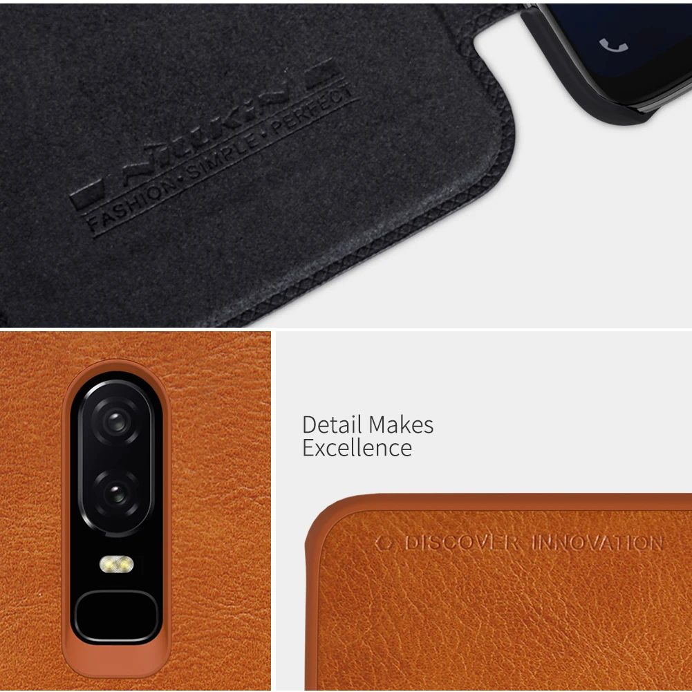 Nillkin Qin Series для OnePlus 6 Кожаные чехлы Телефон Сумки из натуральной Роскошный чехол |