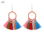 Badu Этнические Красочные Висячие серьги для женщин круглые хлопковые кисточки ювелирные изделия в стиле бохо японские Бусины бусины ручной работы оптовая продажа