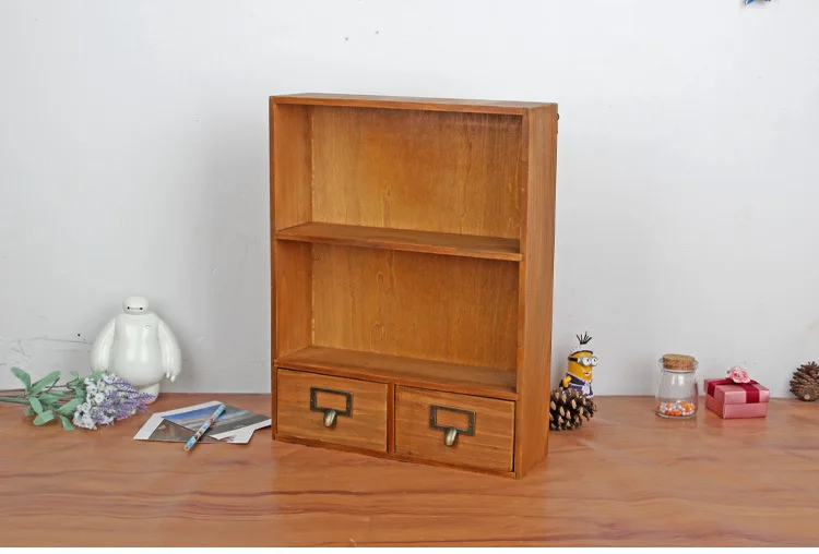 

1PC Retro Wooden Old Wall Hanging Storage Box For Jewelry Case Desktop Office Organizer Storage Case With Drawer JL 0945