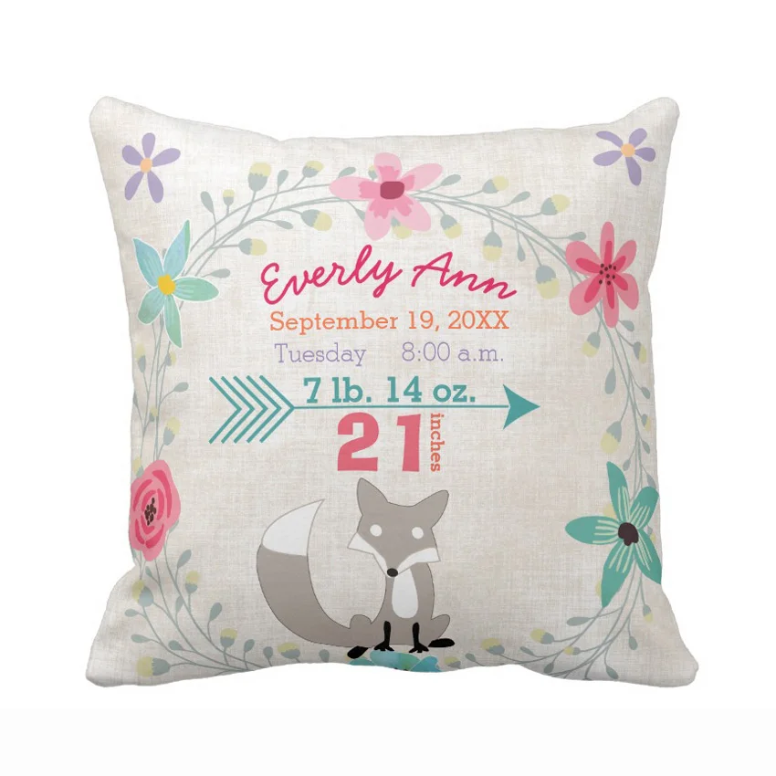 Персонализированная детская подушка из полиэстера и хлопка с изображением