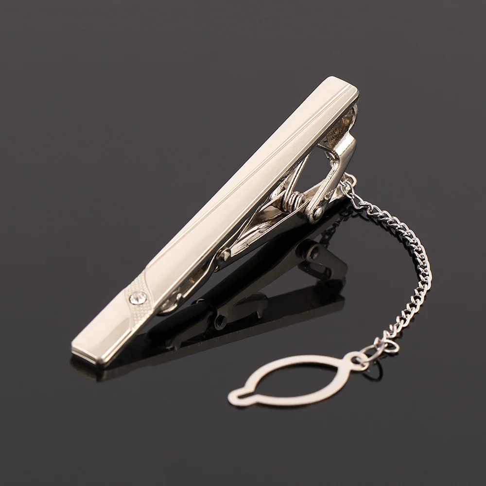 Мужской металлический зажим для галстука простой серебряного цвета 1 шт. |