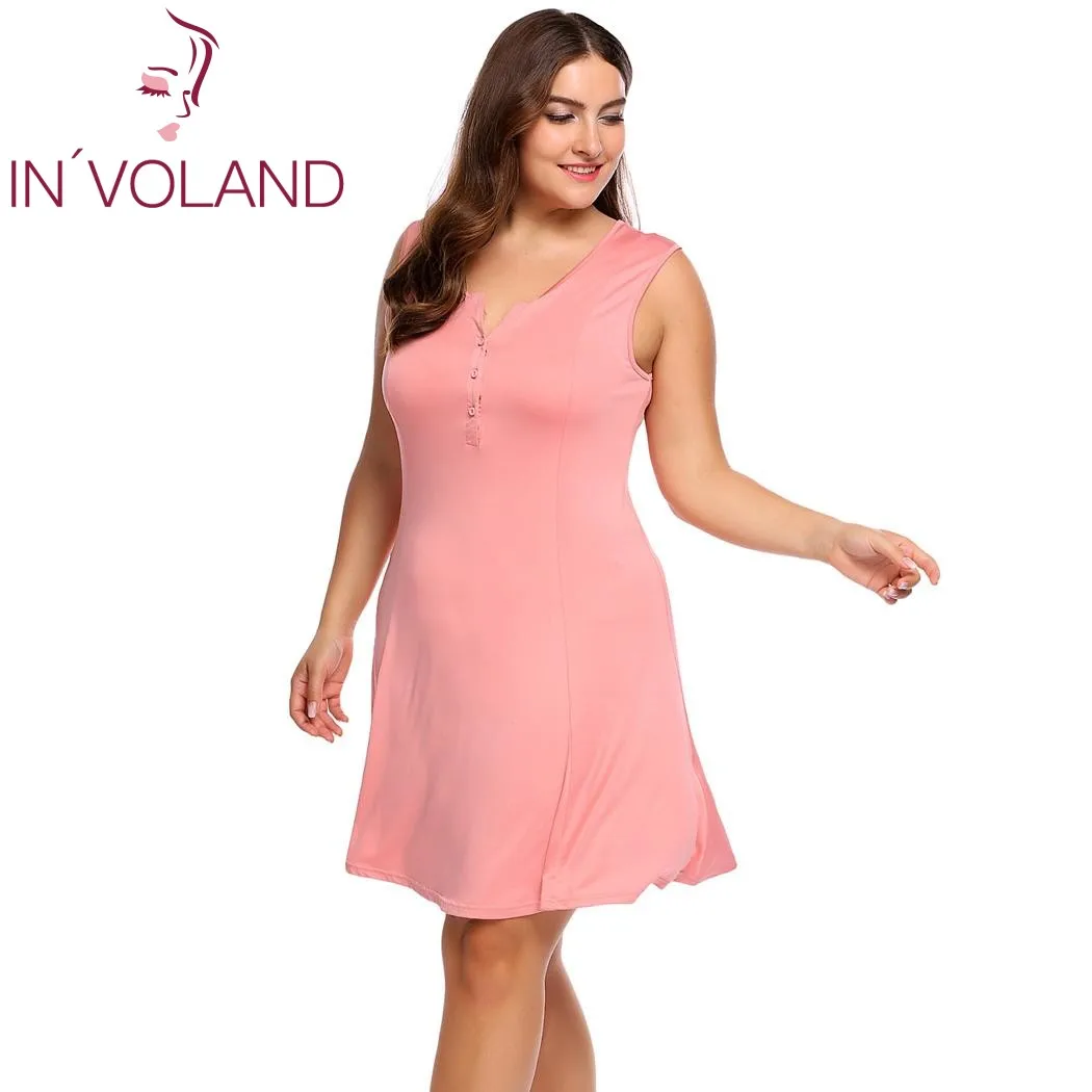 Женское платье туника IN'VOLAND базовое однотонное без рукавов с вырезом на L 4XL|vestidos