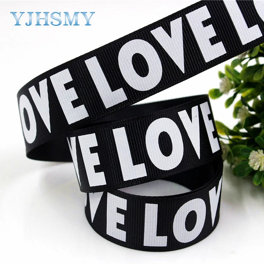 Yjhsmy 1801058 3 ярдов 25 мм английский ЛЮБОВЬ Grosgrain печатные ленты поделки ручной работы