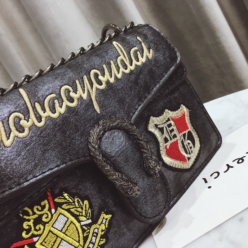 Вышитые г-жа Сумка через плечо Высокое качество PU кожа сумка ремешок-цепочка Для