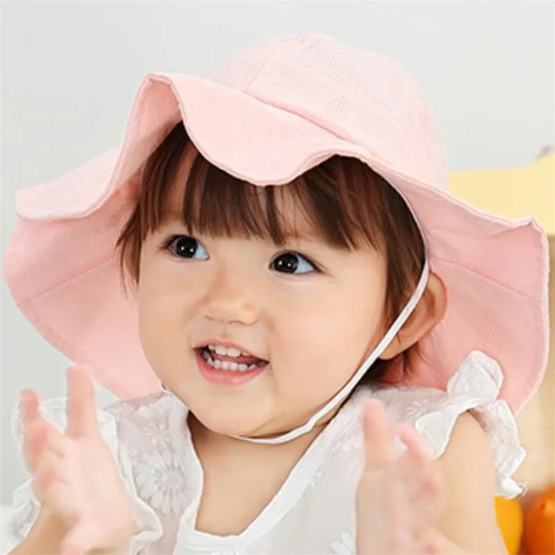 New Baby Summer Hat Outdoor Girl Sun with Bowknot Cotton Caps Children Beach Big Brim Kids Bucket Cap | Детская одежда и обувь