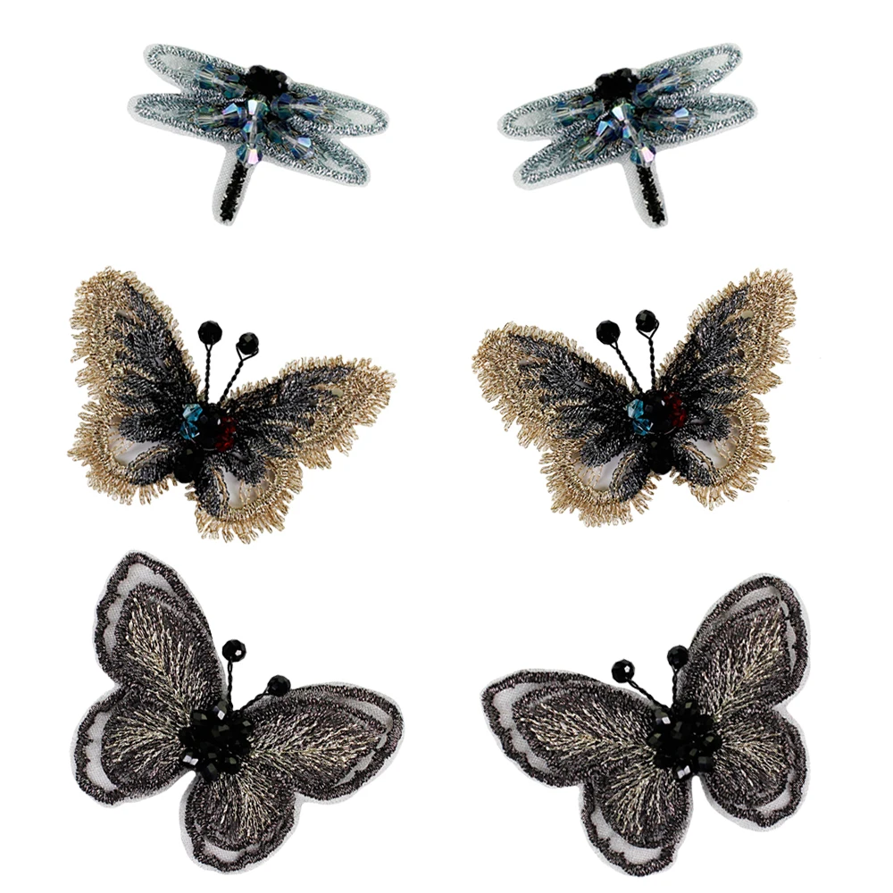 6 шт./компл. Бабочка Стрекоза пчела вышивка бисера насекомые патч шить на одежде DIY