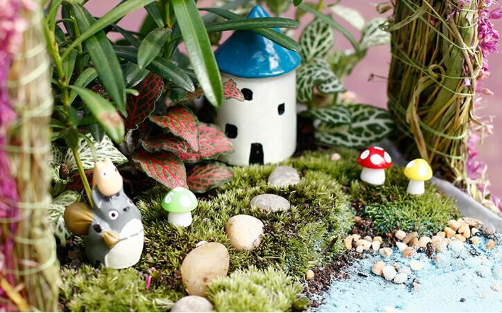

100Pieces Miniature Dollhouse Bonsai Fairy Garden Landscape Mushroom Decor