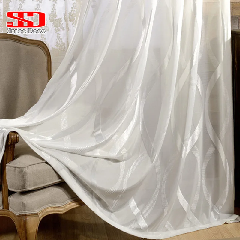 Волнистые полосы блестящие белые тюлевые шторы для гостиной органза свадебные