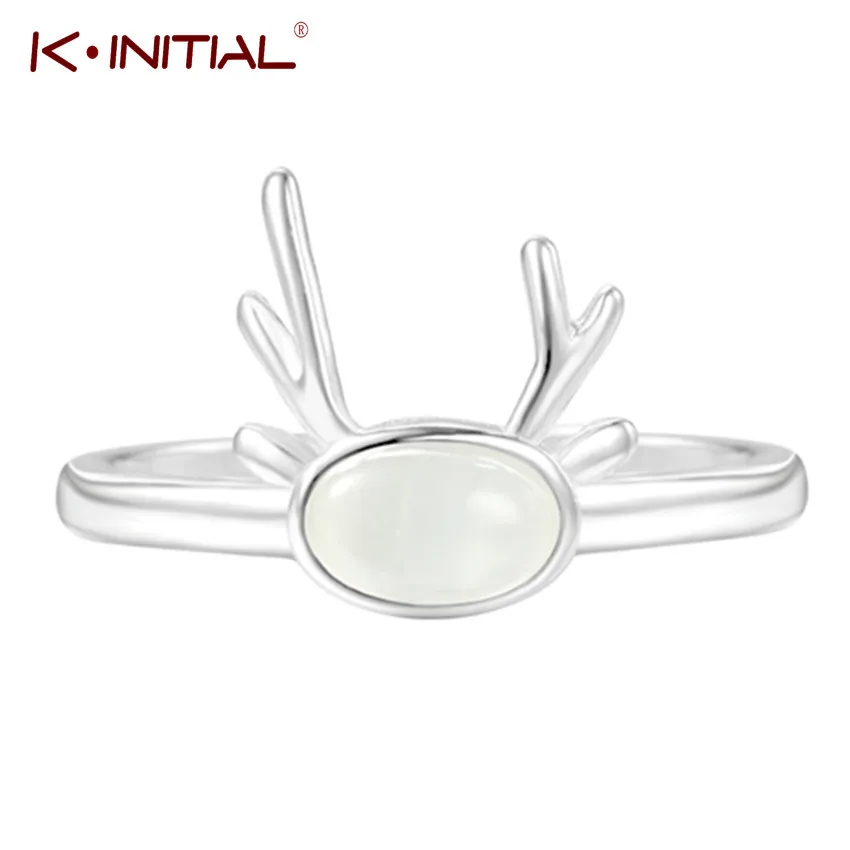 Kinitial милый олень Animal животное CZ Белый Черный опал кольца ювелирные изделия оптом