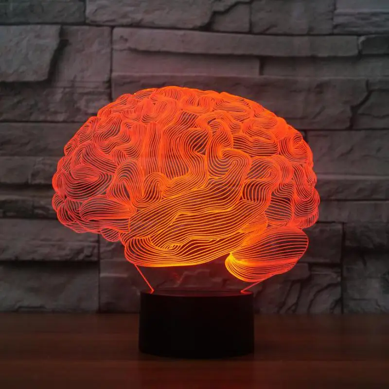 Мозговая 3d лампа Led семь цветов Пульт дистанционного управления акриловое