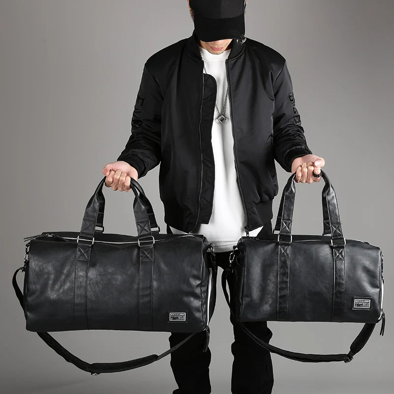 Men Gym Bag Leather Sports Bags Big Male Training Handbag for Shoes Lady Fitness Travel Luggage Shoulder Dry Wet Bag Sport XA74D