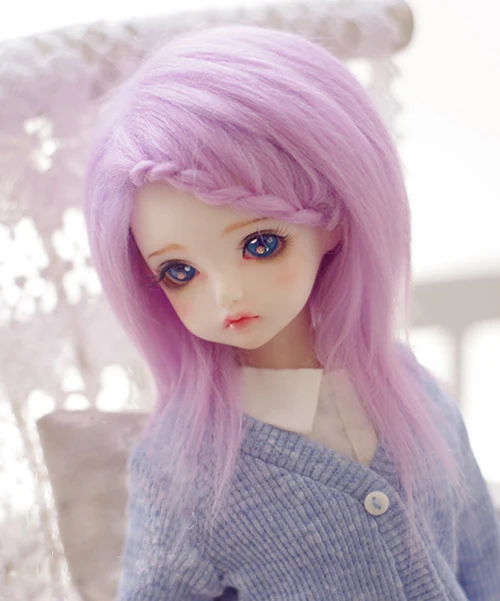BJD парик из меха для куклы 1/3 1/4 1/6 DD SD MSD MDD YOSD фиолетовый длинный прямой меха|Куклы| |
