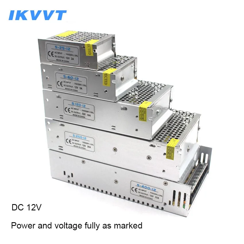 IKVVT светодио дный светодиодный трансформатор питание от напряжения постоянного тока 12 V питания 1.25A 5A 6.5A 8.5A 10A переключения AC 110 V 220 V до 12 В для светодио дный полосы света