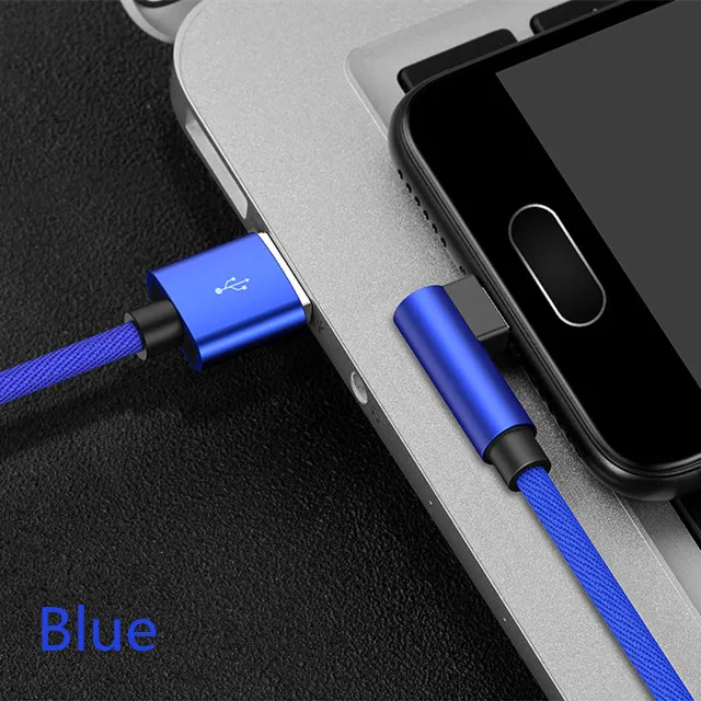 SUPTEC 2 м Быстрая зарядка micro usb кабель 90 градусов micro usb зарядное устройство Microusb шнур для передачи данных для xiaomi huawei Tablet Кабель micro usb - Цвет: Blue