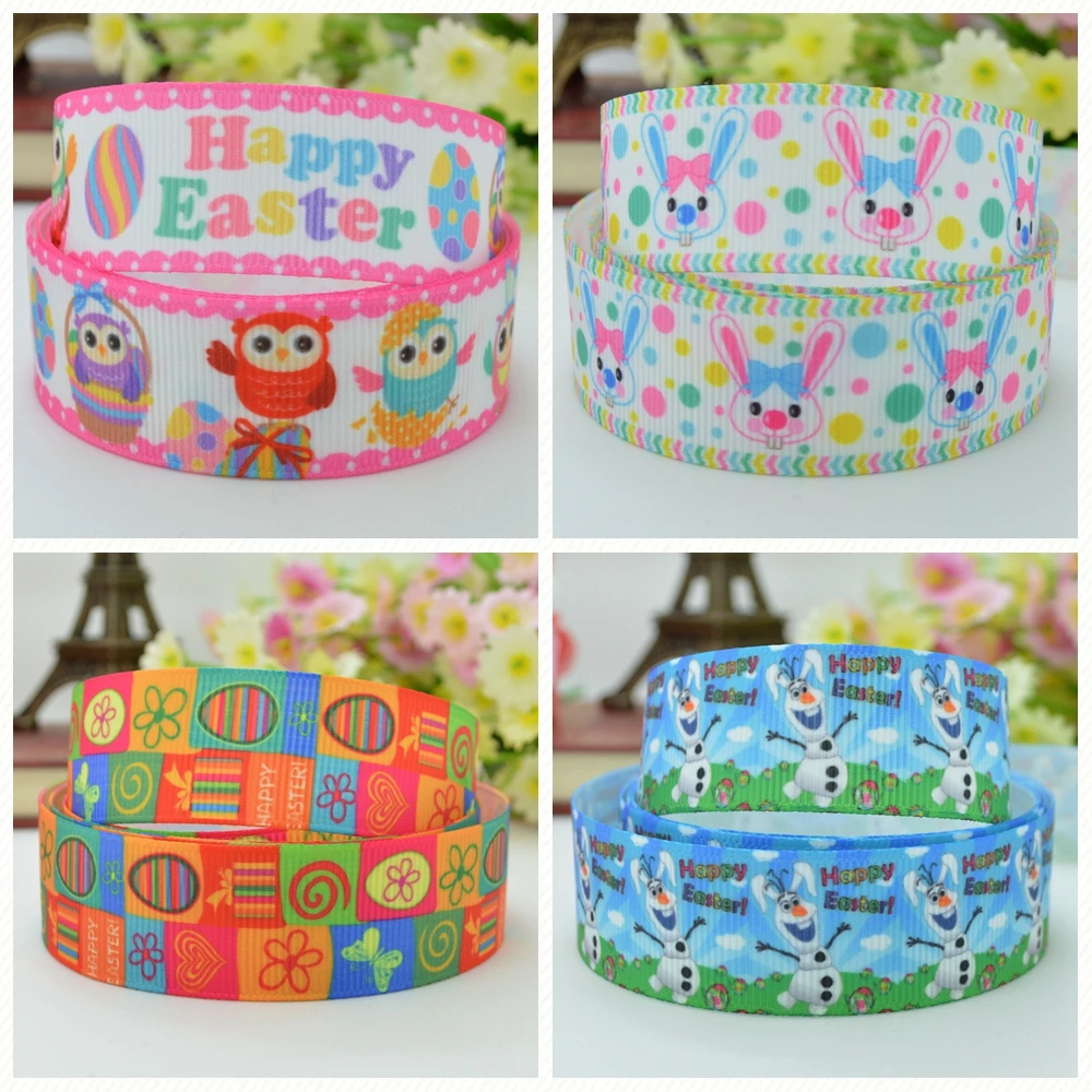 DUWES 7/8 &quot22 мм 2 5 10 20 50 ярдов Пасхальный кролик сова печатная grosgrain лента бант для