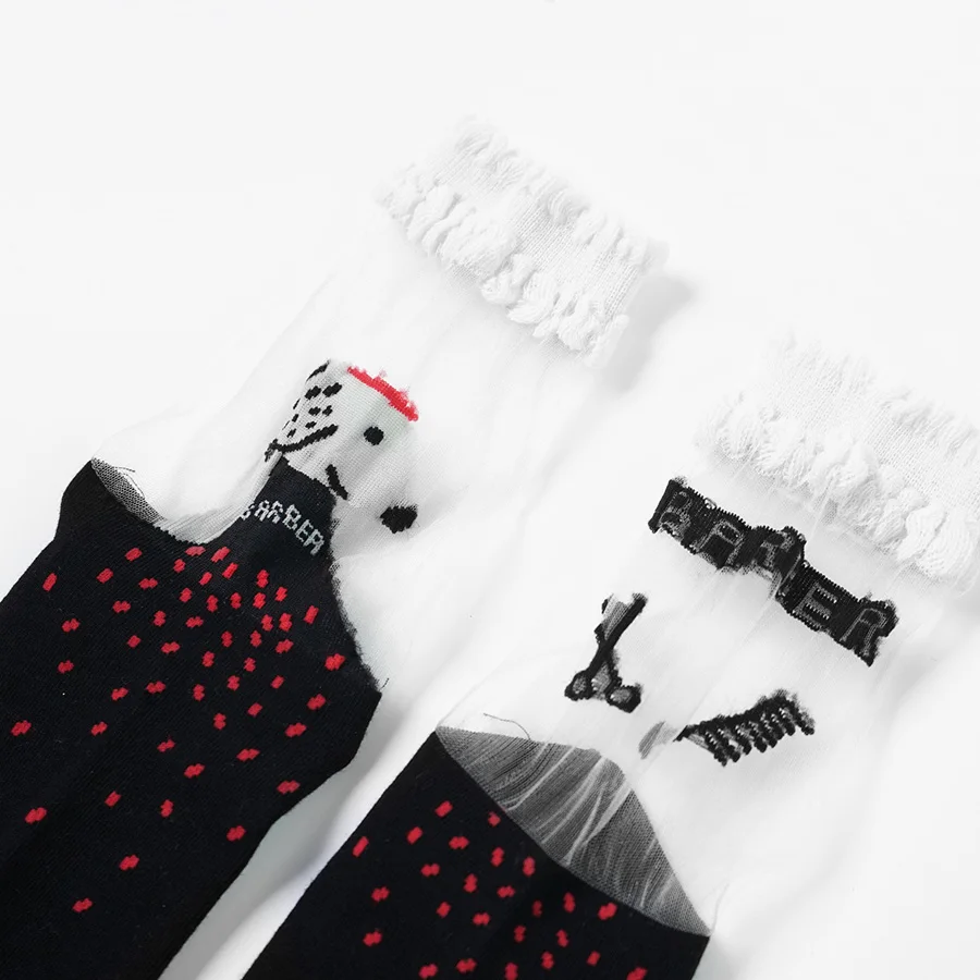 Новинка летние Прозрачные шелковые носки с мультяшными собаками свиньями