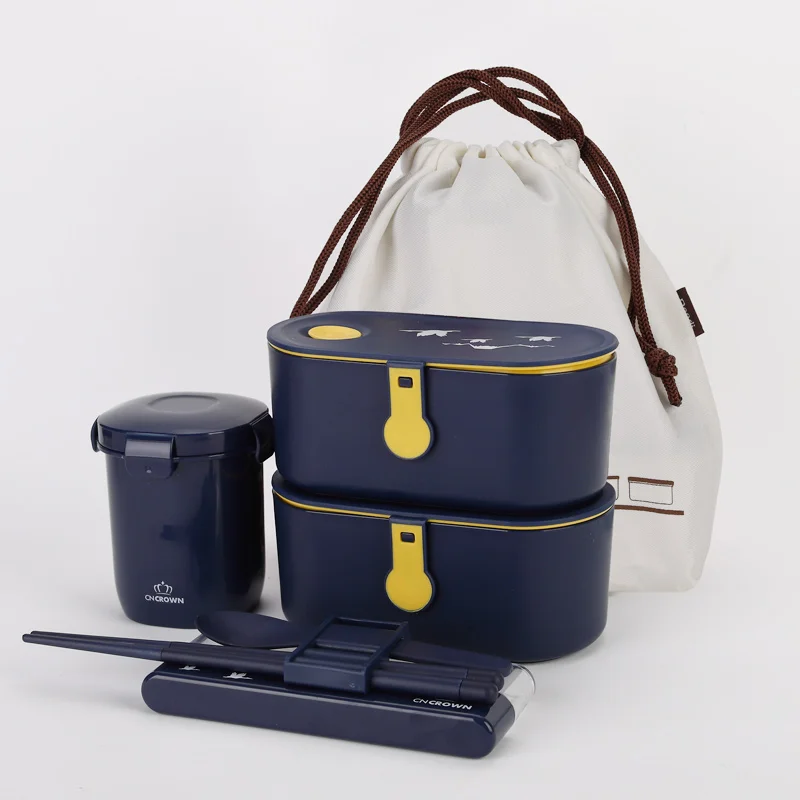 Blue five-piece Set ONEUP японский стиль Ланч-бокс экологичный Bento box Герметичный пищевой контейнер Microwavable термо-контейнер для еды - Цвет: Blue five-piece Set