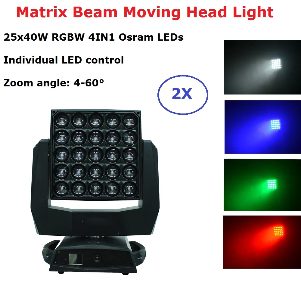 2Pcs/Lot Dj Equipment 25X40W LED Matrix Beam Moving Head Light For Wedding Stage Laser Projector Christmas DMX Moving Head Light