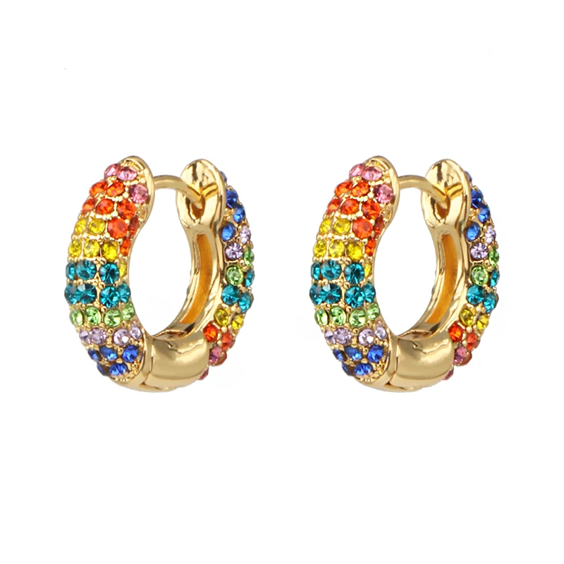 FASHIONSNOOPS Hot Cute Statement Crystal Earrings For Women Girl Party Earring Jewelry Gift HOOPS EARRINGS - Окраска металла: 513-MT