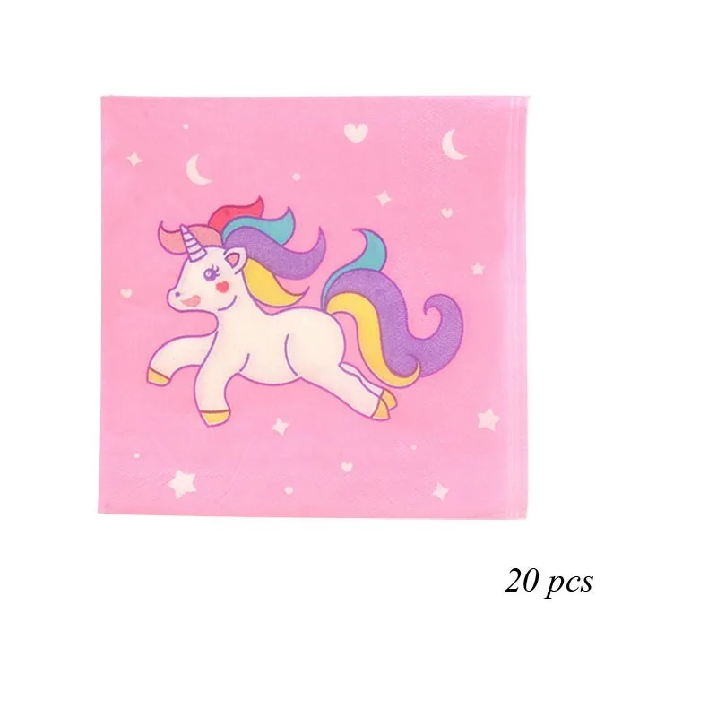 20PCS Pink Napkins 1 компл. Розовый/Синий Единорог вечерние одноразовые посуда бумажный шарик салфетка/тарелка/чашка детский душ детские предметы для украшения дня рождения - Цвет: 20PCS Pink Napkins