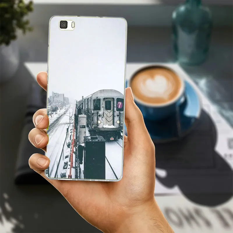 Модная детская железная дорога Мягкий ТПУ чехол для телефона Huawei P8 P9 P10 P20 Коврики
