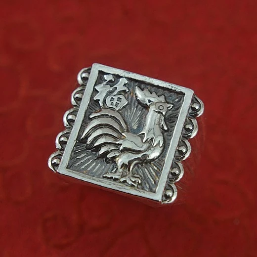 Кольцо из стерлингового серебра 999 пробы с цыплятами мужское властное серебряное