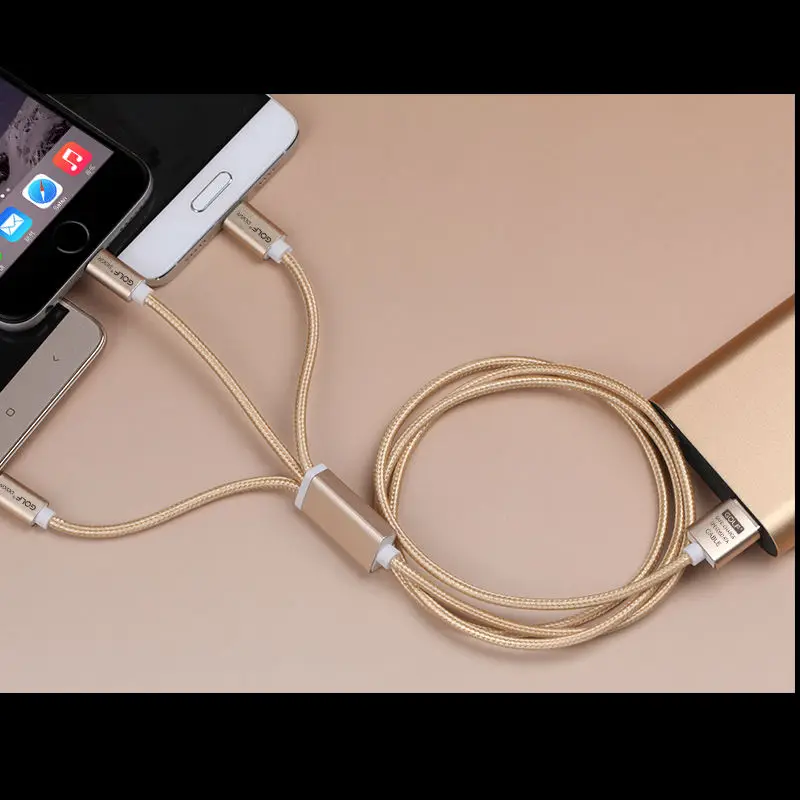 3 в 1 Micro USB Type C зарядный кабель нейлоновая оплетка Кабель для передачи данных
