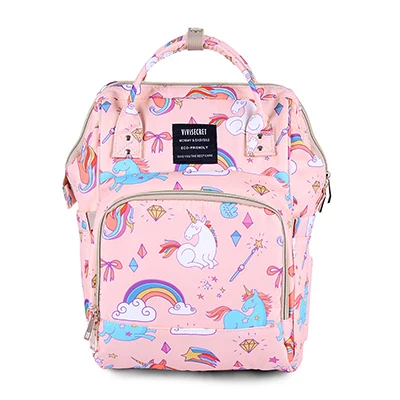 Pink2 23x15x33cm Сумка для подгузников, модные сумки для беременных, большая емкость, единорог, детские подгузники Chang, рюкзак для путешествий, дизайнерская сумка для ухода за ребенком - Цвет: Pink2 23x15x33cm
