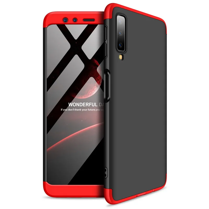 Black and red Модные 360 градусов гибридный жесткий пластиковый чехол для мобильного телефона для Samsung Galaxy S9 S8 плюс A7 A6 A8 J8 J4 J6 плюс A750 Note 8 9 крышка - Цвет: Black and red