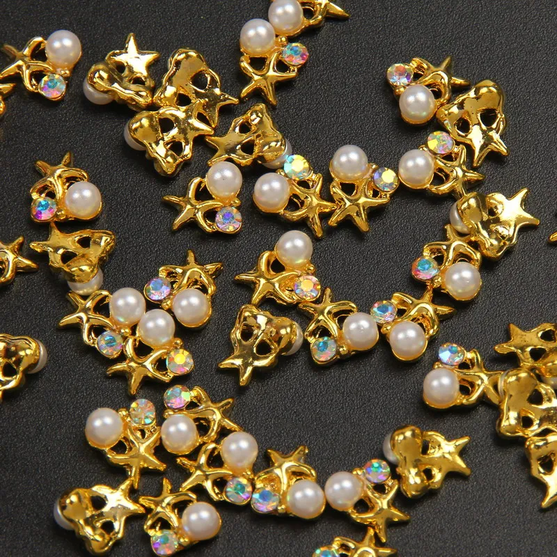 Elessical 10 шт./лот блестящие звезды с жемчугом Стразы все для Гвозди полировки Дизайн